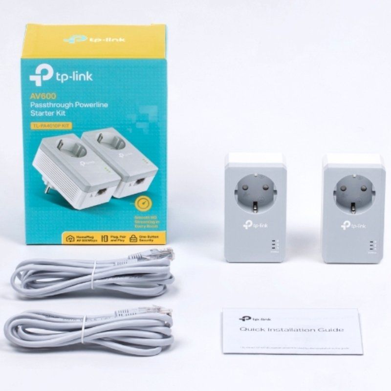 KIT Adaptador Powerline Tp-link Tl-pa4010p 600mbps / Alcance 300m / Embalagem de 2