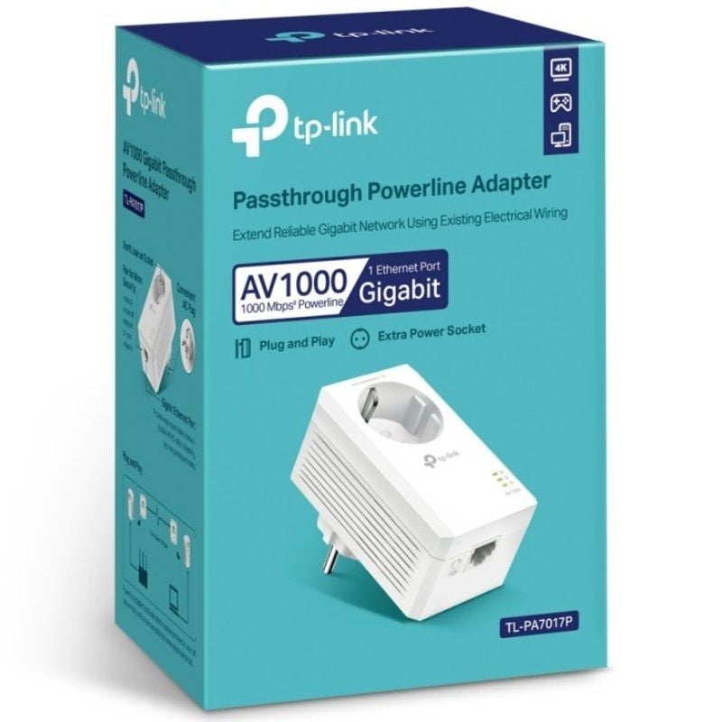 Adaptador Powerline Tp-link Tl-pa7017p 1000mbps / 300m de Alcance
