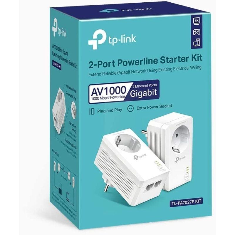 Tp-link Tl-pa7027p KIT Adaptador Powerline 1000mbps / 300m de Alcance / Conjunto de 2