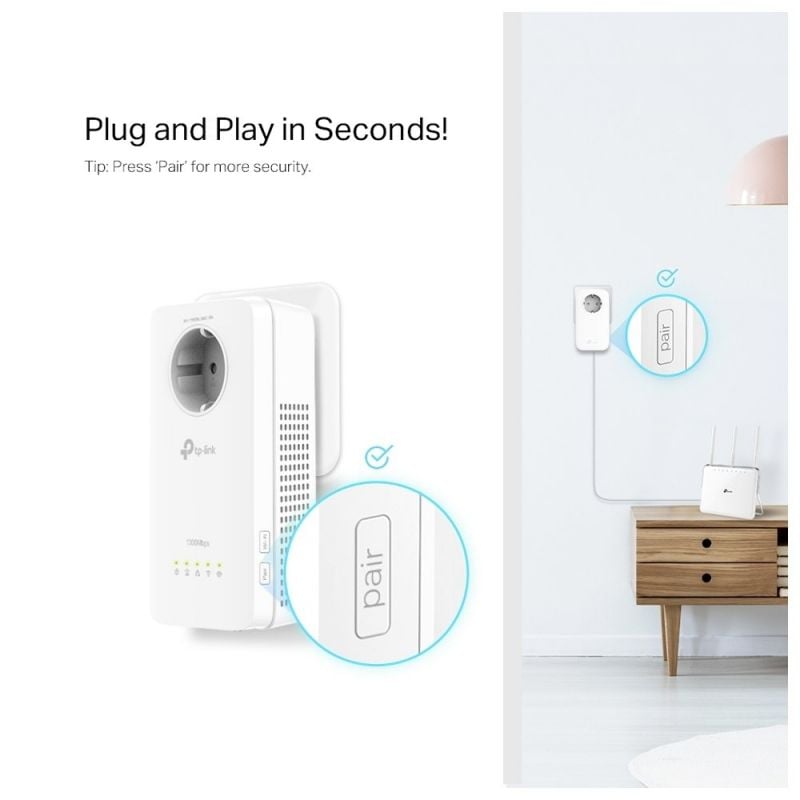 Adaptador Powerline Tp-link Tl-wpa8631p 1300mbps / 300m de Alcance / Conjunto de 2