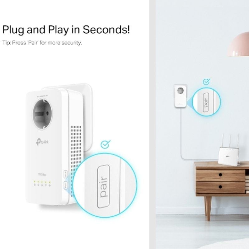 Adaptador Powerline Tp-link Tl-wpa8631p 1300mbps / 300m de Alcance