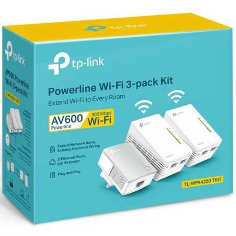 Adaptador Powerline Tp-link Wpa4220tkit 500mbps / 300m de Alcance / Conjunto de 3