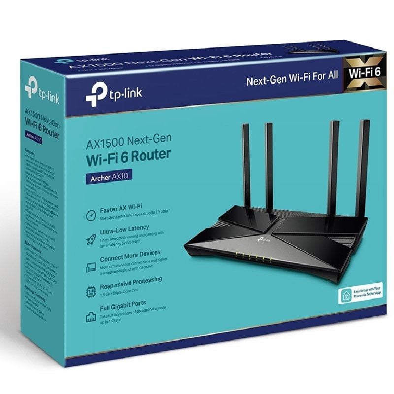 Router sem Fios Tp-link Archer AX10 / Wifi 6 / 1500 Mbps / 2.4ghz 5ghz / 4 Antenas / Wifi 802.11ax…