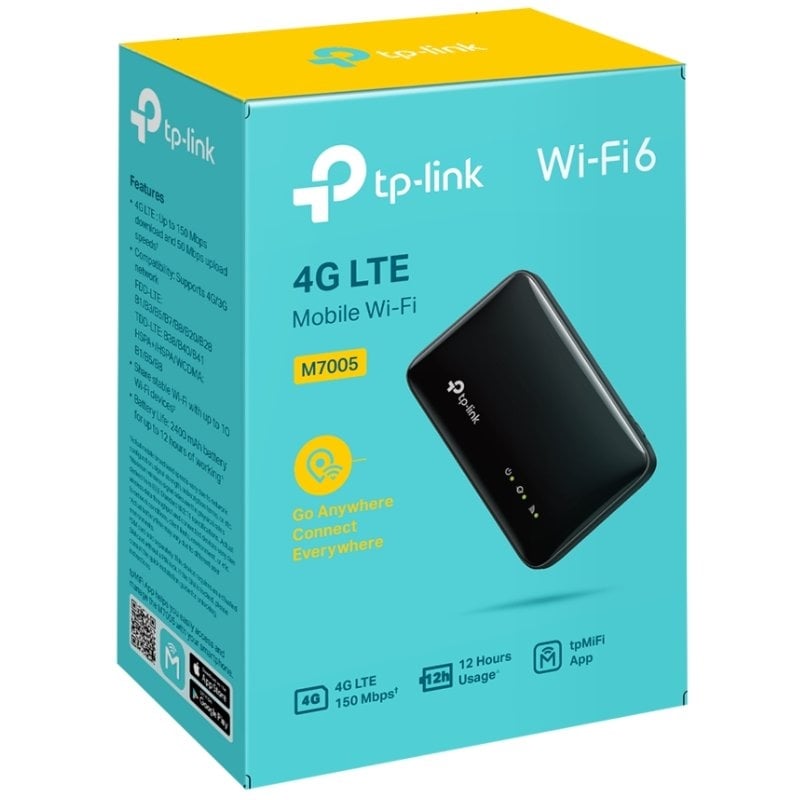 Router sem Fios 4G Tp-link M7005 / Wi-fi 6 / 287 Mbps / 2,4 Ghz / 1 Antena / Wi-fi 802.11b / G / N…