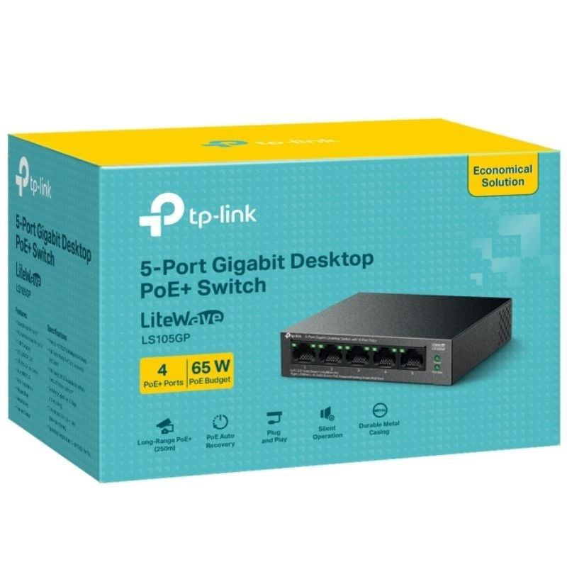 Tp-link LS105GP 5 Portas / Rj-45 10 / 100 / 1000 Poe+ Switch