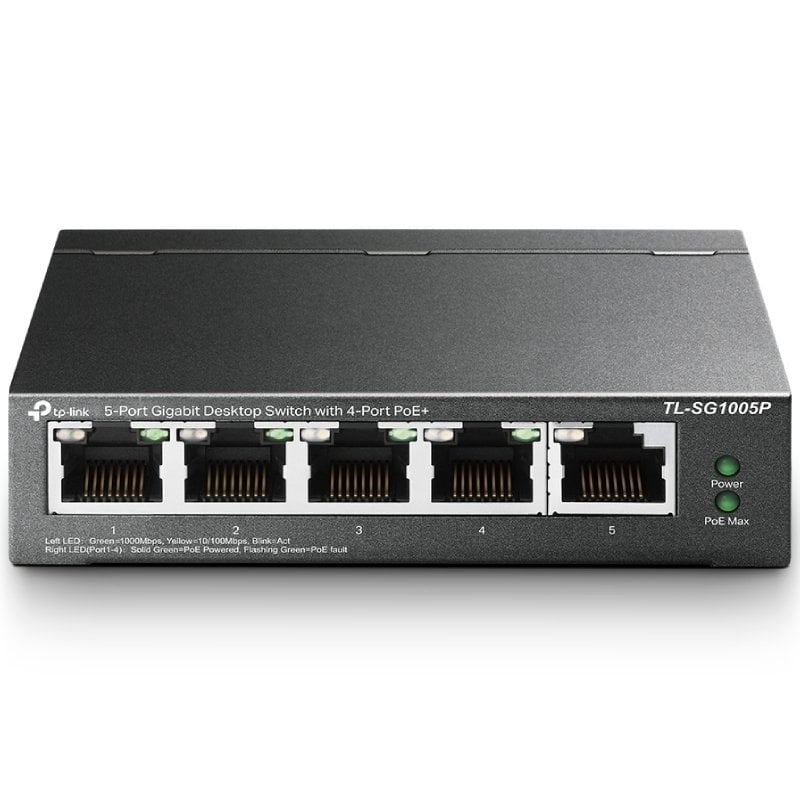 Switch Tp-link Tl-sg1005p V2 de 5 Portas / Rj-45 10 / 100 / 1000 Poe