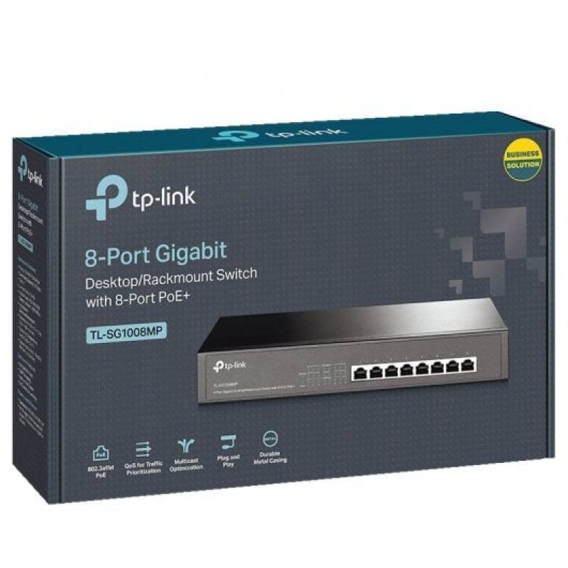 Switch Tp-link Tl-sg1008mp de 8 Portas / Rj-45 10 / 100 / 1000 Poe