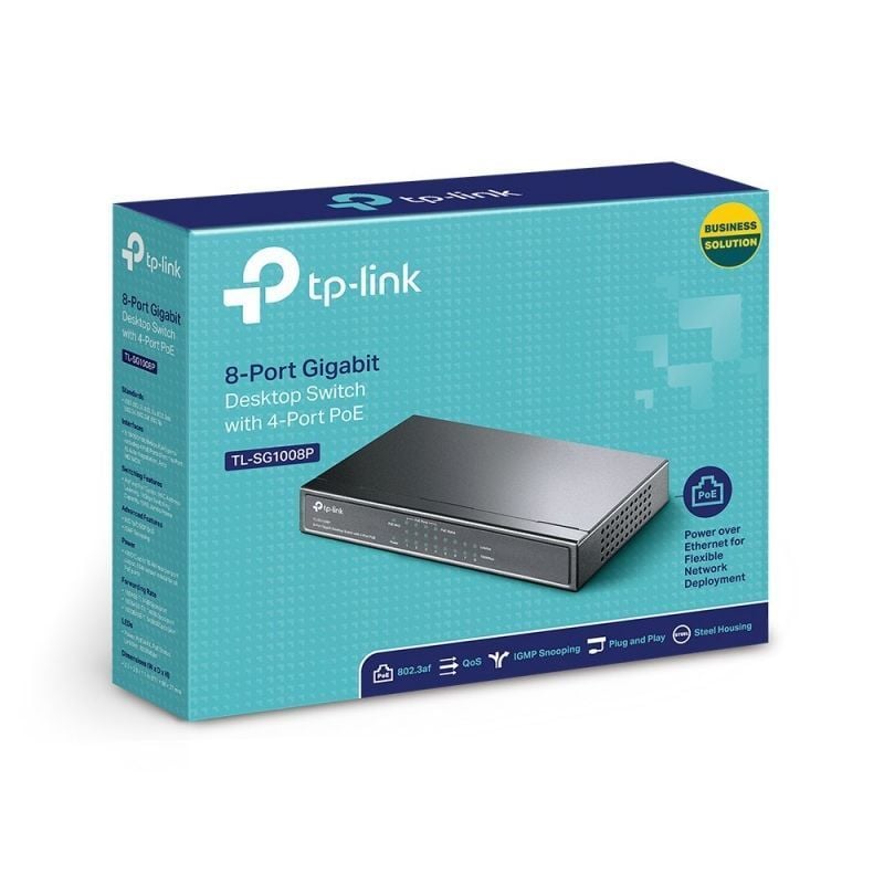 Switch Tp-link Tl-sg1008p 8 Portas / Rj-45 10 / 100 / 1000 Poe