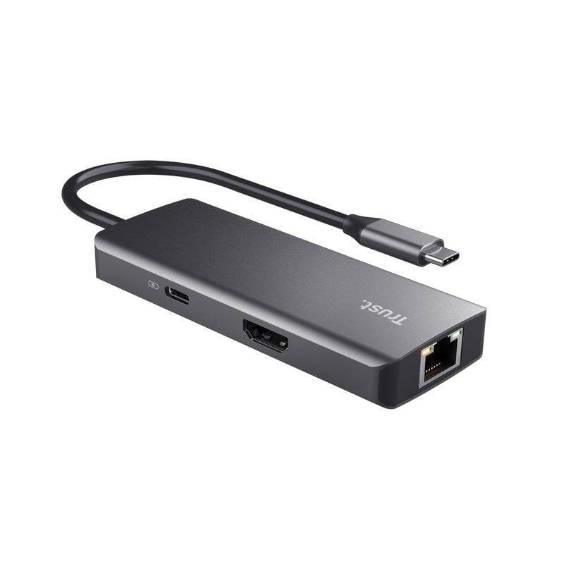Base de Ligação USB Tipo C Trust Dalyx / 2xusb / 2xusb Tipo C / 1xhdmi 4K / 1xrj45 / Cinzento
