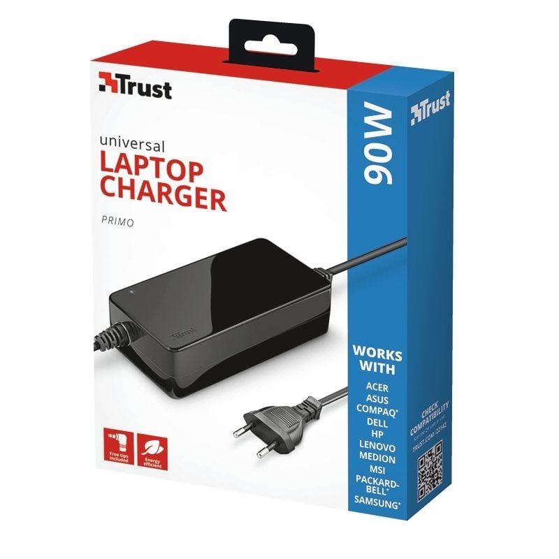 Trust Primo 22142 Carregador Universal para Computadores Portáteis / 90W / Automático / 6 Conectore…