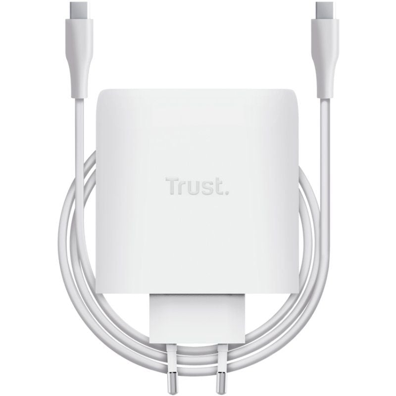 Carregador de Parede Trust Maxo 100W Gan / 2xusb Type-c / Inclui Cabo USB Type-c / 100W