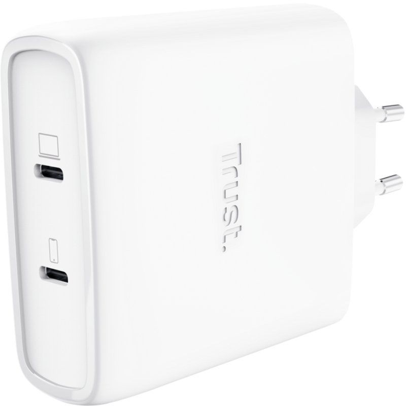 Carregador de Parede Trust Maxo 100W Gan / 2xusb Type-c / Inclui Cabo USB Type-c / 100W