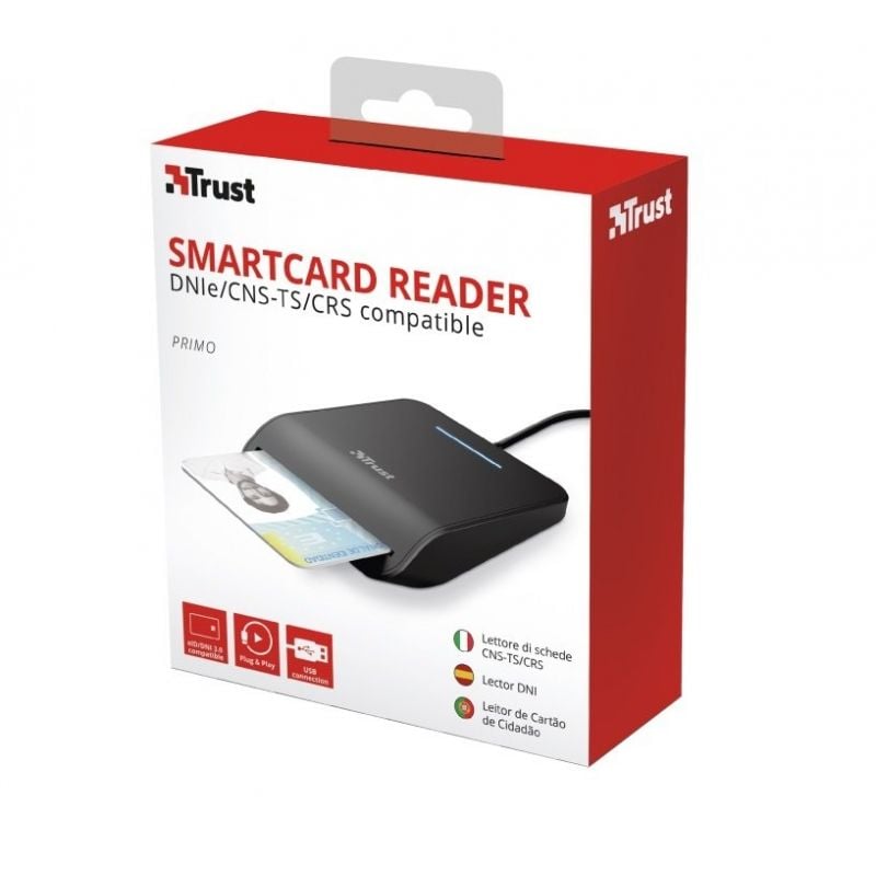 Leitor de Cartão de Cidadão Trust Primo 23890 / USB 2.0 / Preto