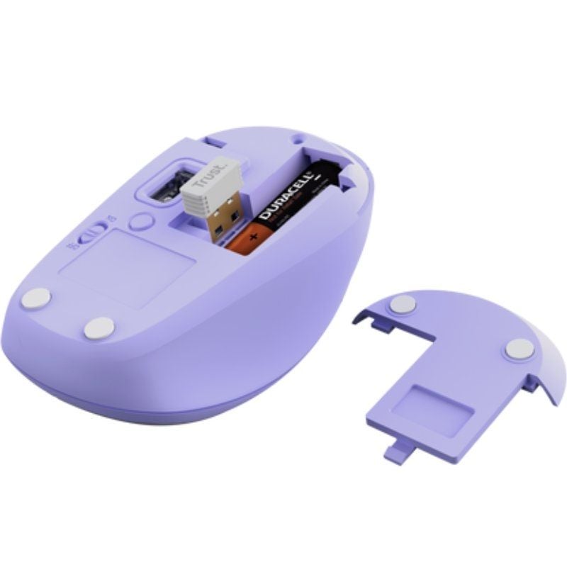 Mini Rato sem Fios para Vários Dispositivos Trust Yvi+ / Até 1600 DPI / Roxo
