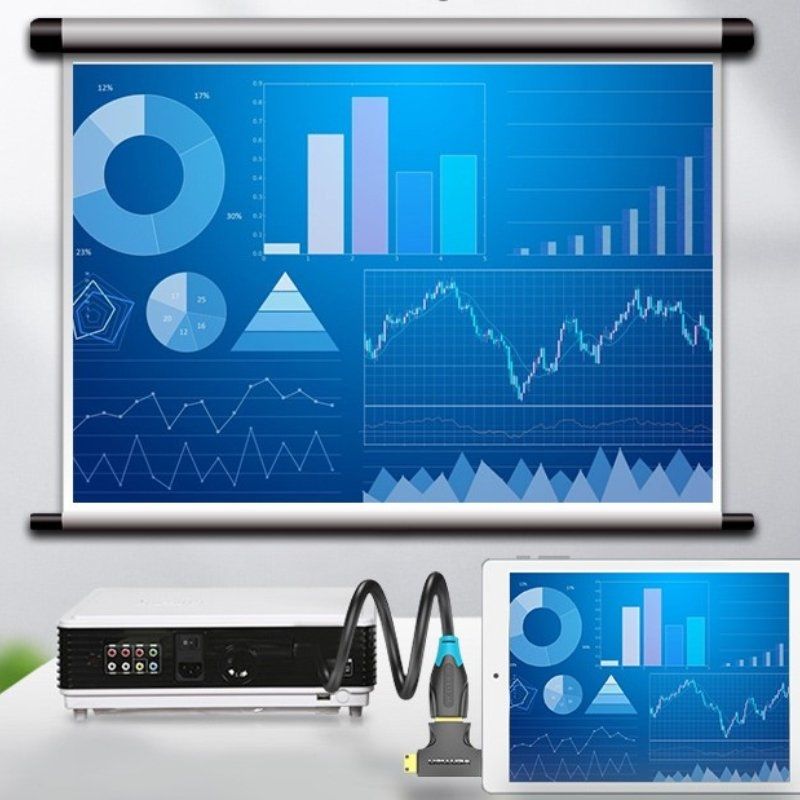 Adaptador HDMI 2 em 1 Vention AGFB0 / Adaptador HDMI Fêmea - Micro HDMI Macho - Mini HDMI Macho