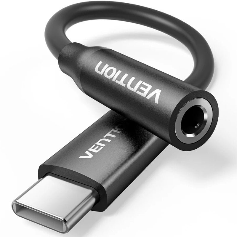 Adaptador de Áudio Vention BIIBA / Jack 3.5 Fêmea - USB Type-c Macho / 10cm / Preto
