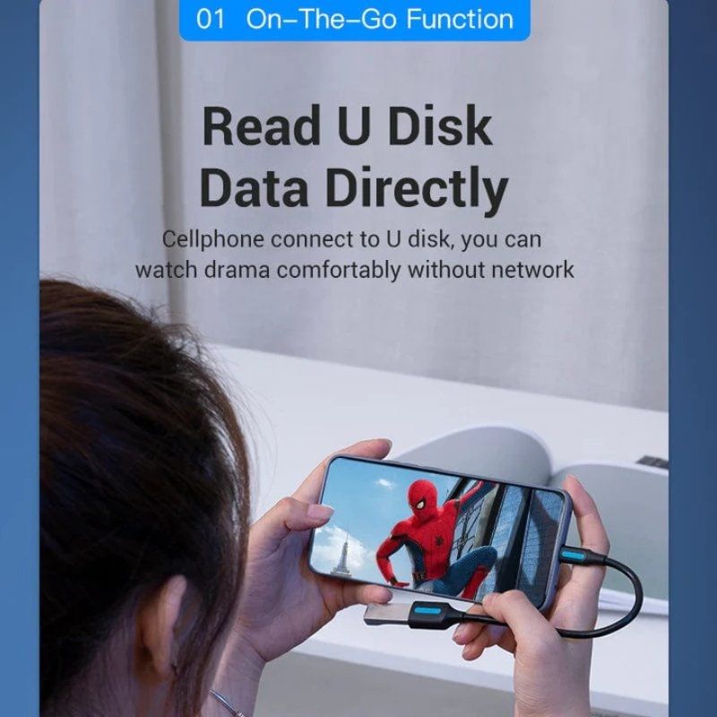 Cabo USB 2.0 CCSBB da Vention / Cabo USB Tipo C Macho - USB Fêmea / 15cm / Preto