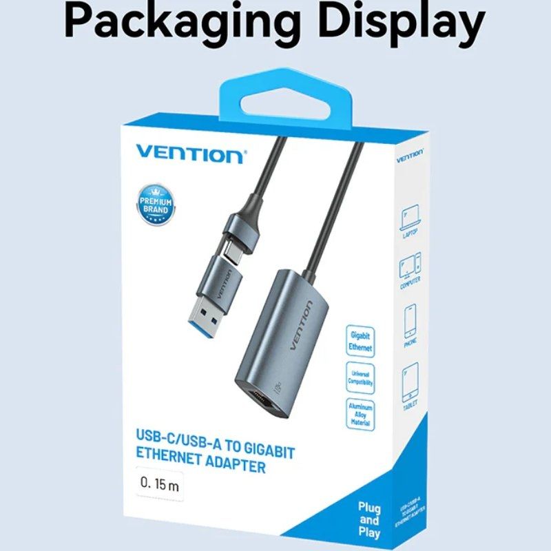 Adaptador USB / USB Type-c - RJ45 Vention CFQHB / 1000mbps