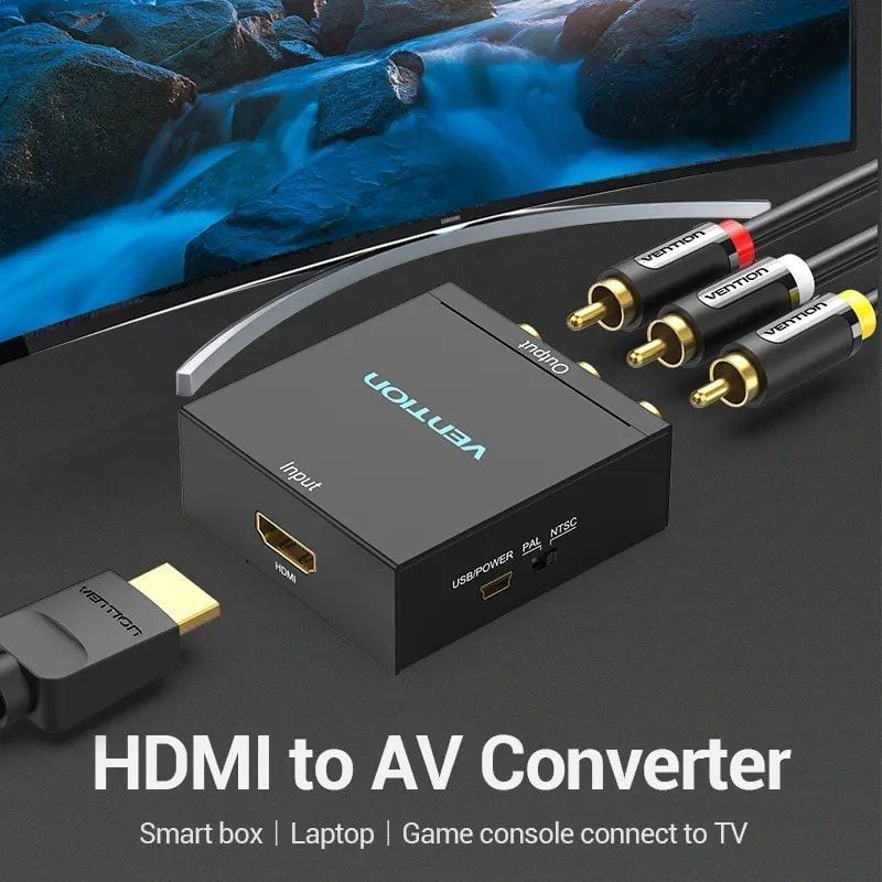 Conversor HDMI para RCA Vention AEEB0 / Fêmea HDMI - Fêmea RCA - Fêmea Miniusb