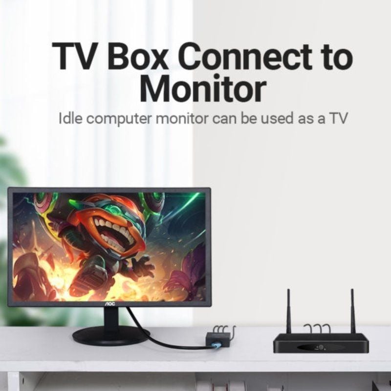 Conversor RCA para HDMI Vention AEFB0 / RCA Fêmea - HDMI Fêmea - Miniusb Fêmea