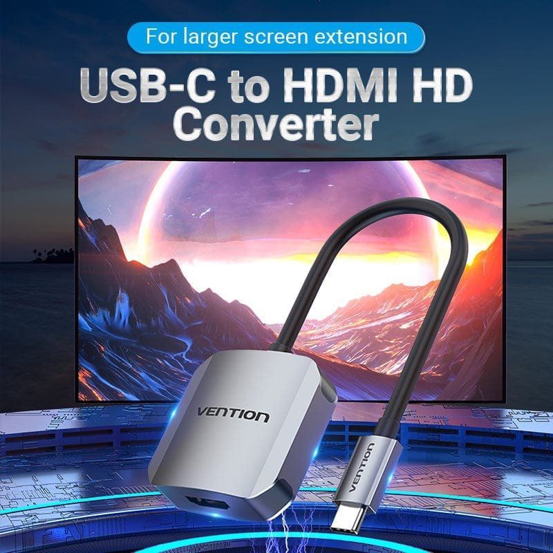 Conversor Vention TDEHB / USB Tipo C Macho - HDMI Fêmea / 15cm / Prata