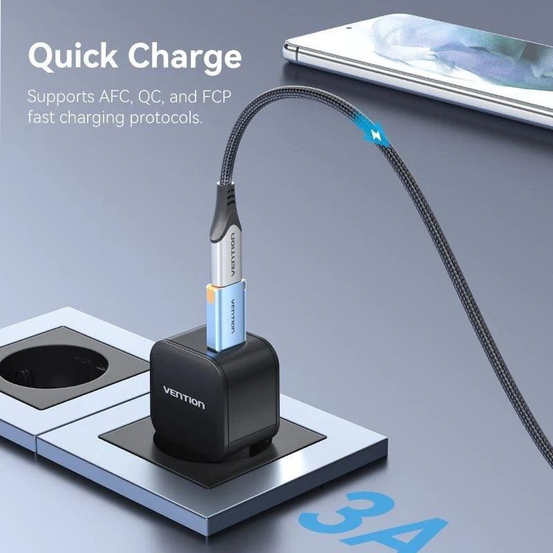 Adaptador USB 3.1 Vention CUAH0 / USB Tipo C Fêmea - USB Macho / Azul