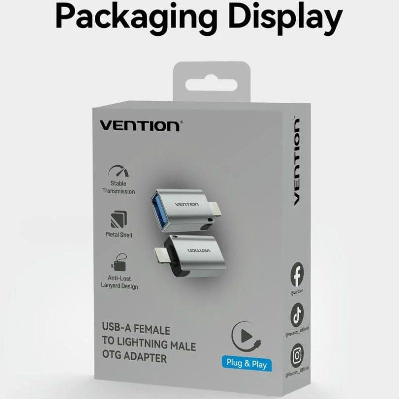 Adaptador USB OTG Vention CUCH0 / Fêmea USB - Macho Lightning / Azul