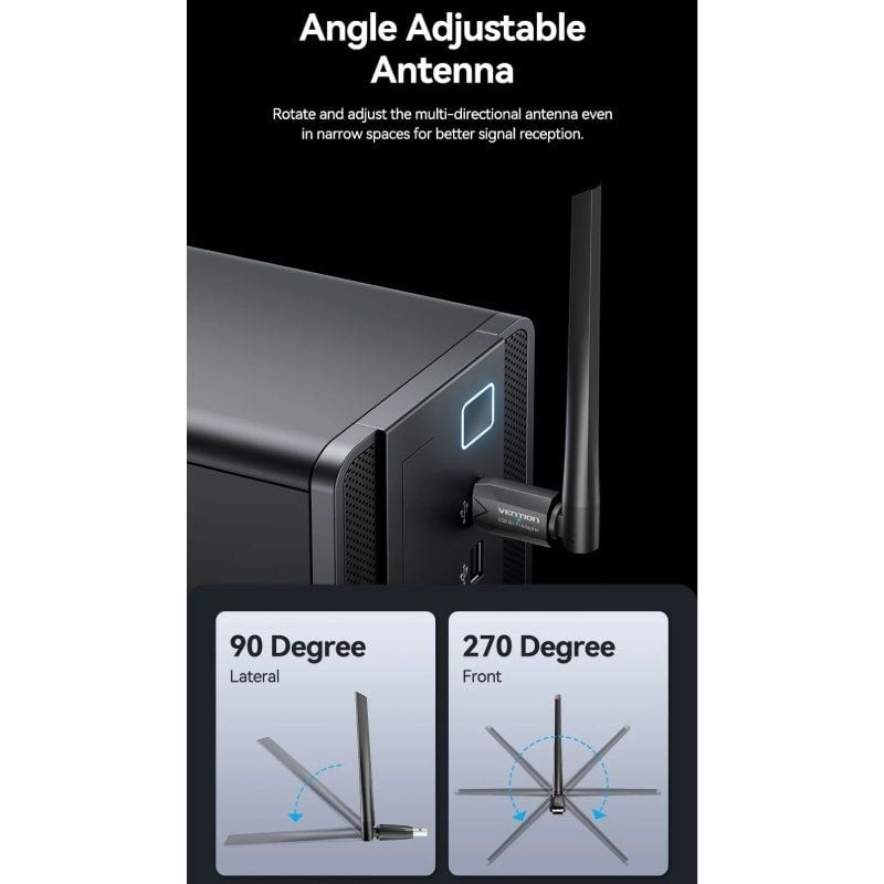 Vention KDUB0 USB - Adaptador Wifi / 650mbps / Drivers Incluídos