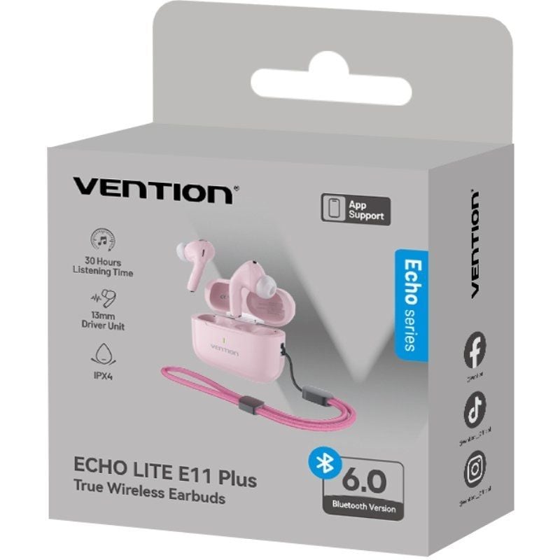 Auscultadores Bluetooth Vention Echo Lite E11 Plus com Estojo de Carregamento / 30h de Autonomia /…
