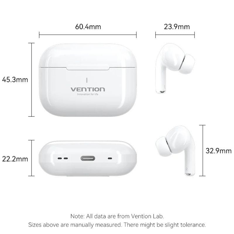 Auscultadores Bluetooth Vention Echo Lite E11 com Estojo de Carregamento / Autonomia 6h / Branco