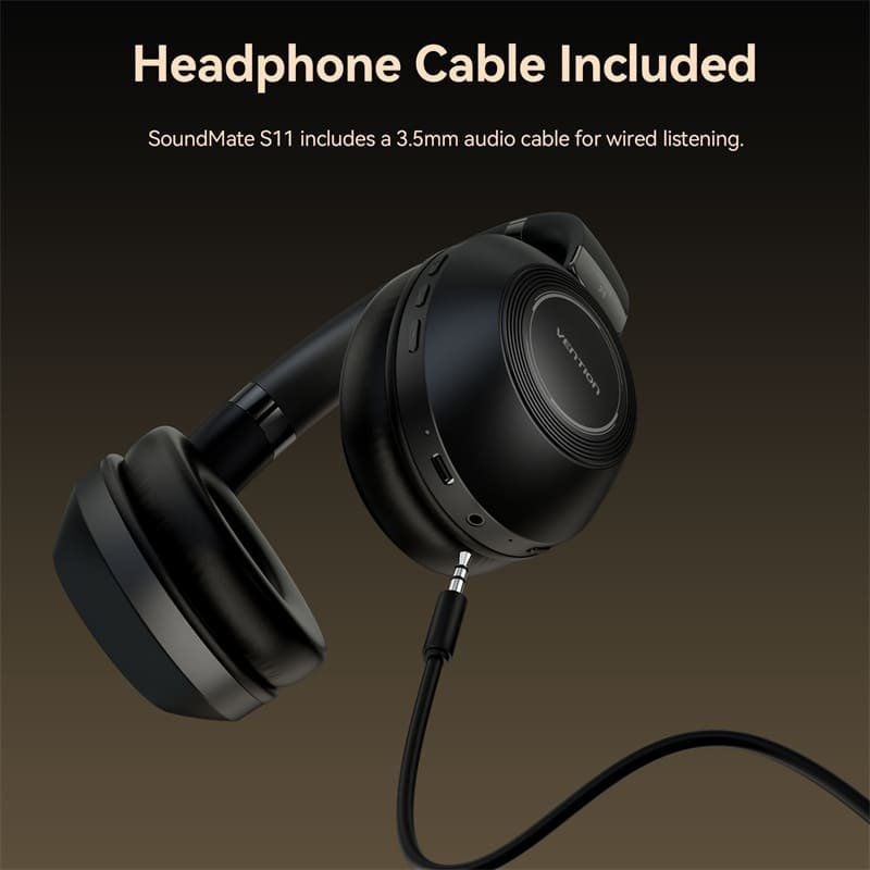 Vention Soundmate S11 NBBB0 Auscultadores sem Fios / com Microfone / Bluetooth / Preto