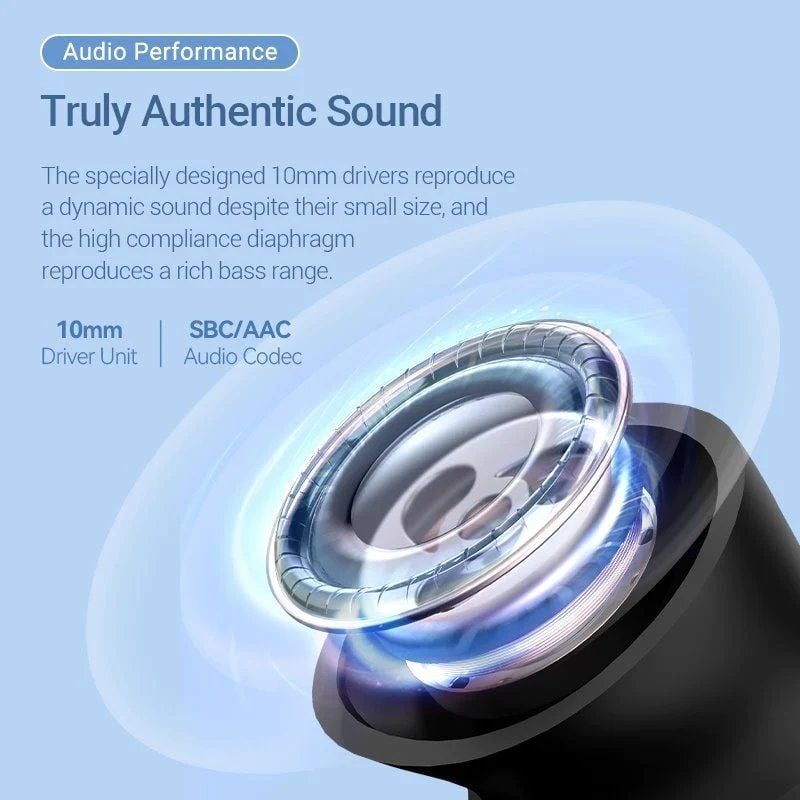 Auscultadores Bluetooth Vention Tiny T12 NBLW0 com Estojo de Carregamento / Autonomia 6h / Branco