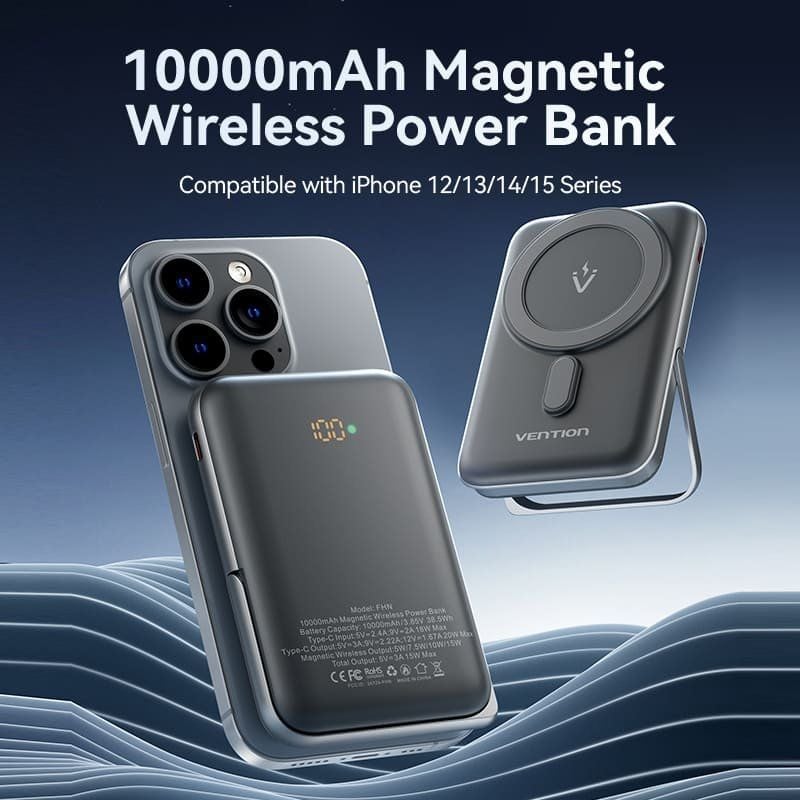 Powerbank 10000mah Vention FHNW0 / 20W / sem Fios / Branco