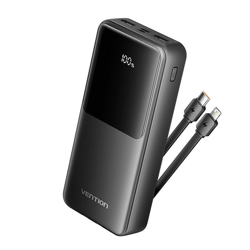 Powerbank 20000mah Vention FHPB0 / 22.5w / Preto / Inclui Cabo USB Tipo-c e Lightning
