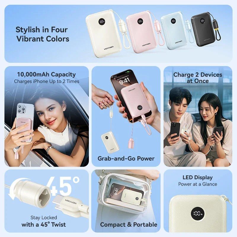 Powerbank 10000mah Vention Fkan0-c / 22.5w / Cinzento