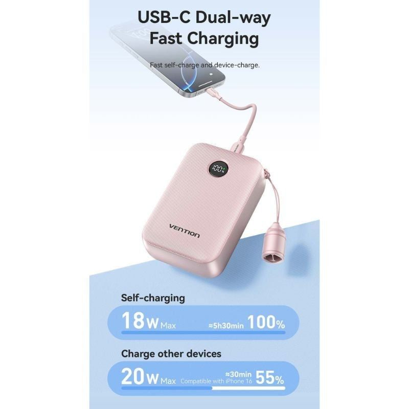 Powerbank 20000mah Vention Fkbp0-c / 22.5w / Rosa