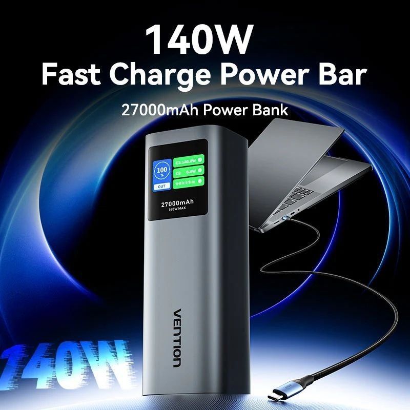 Powerbank 27000mah Vention FKEH0 / 140W / Cinzento