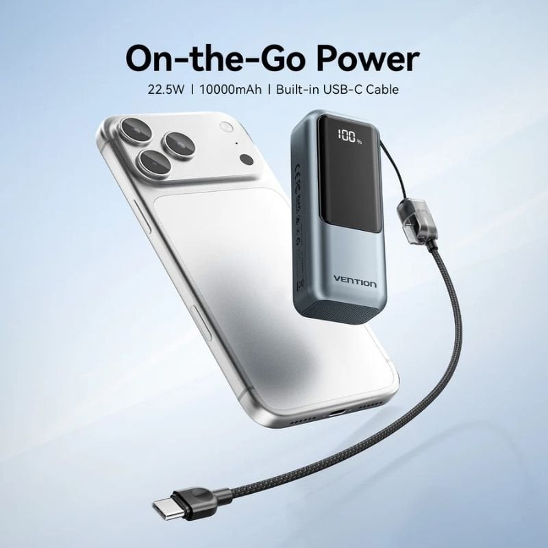 Powerbank 10000mah Vention FKOH0 / 22.5w / Cinzento
