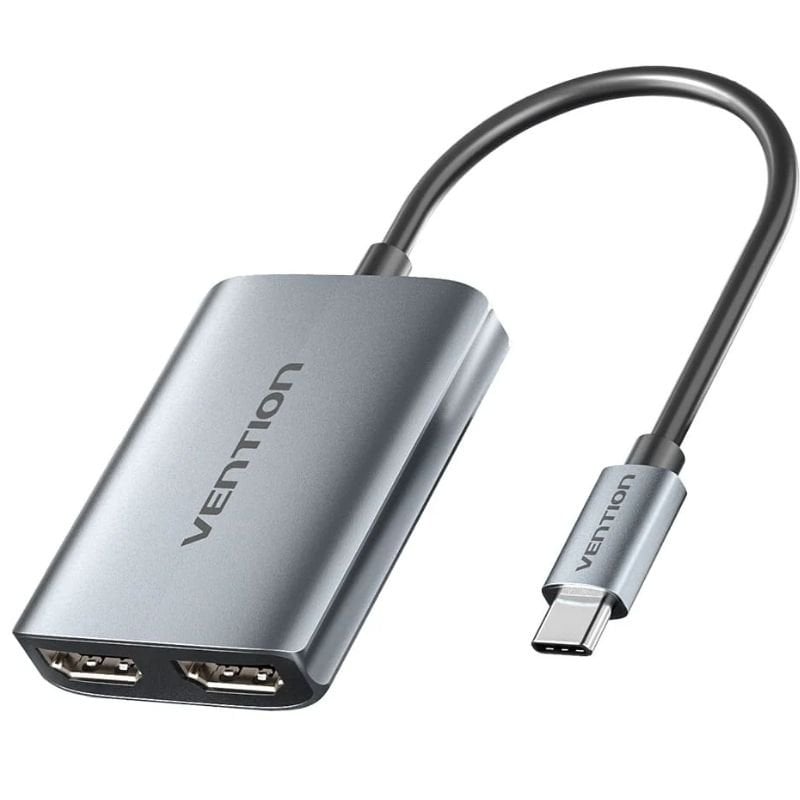 Cabo Conversor Vention ACZHB / USB Tipo C Macho - 2x HDMI Macho / Cinzento
