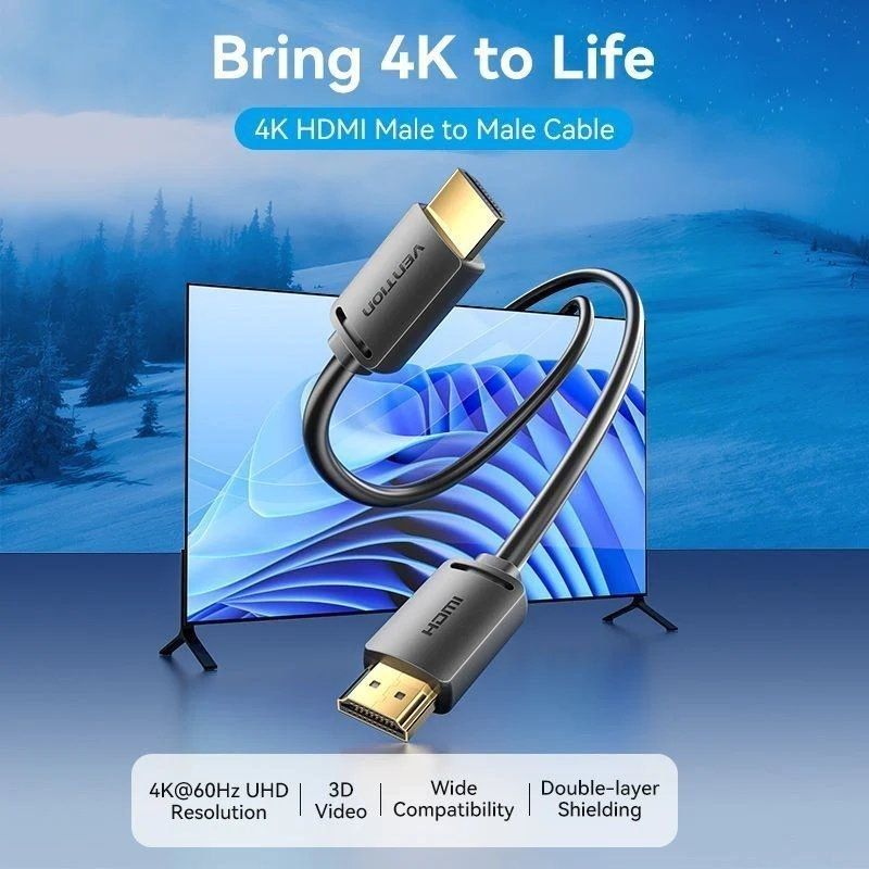 HDMI 2.0 4K Vention ALJBH / Macho HDMI - Macho HDMI / 2m / Preto