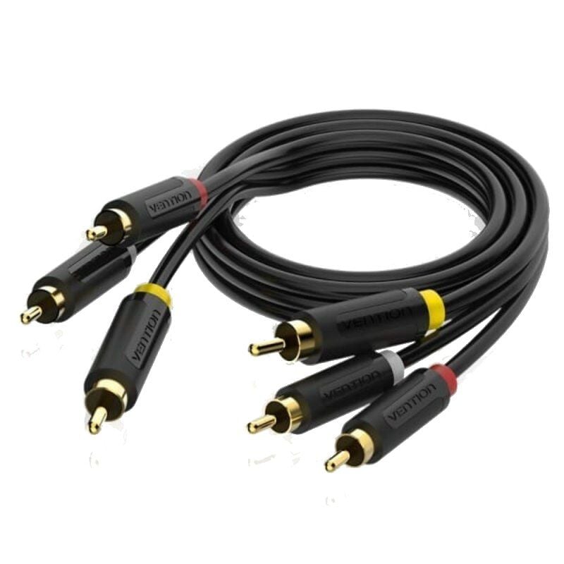 Cabo Estéreo Vention BCABH / 3x RCA Macho - 3x RCA Macho / 2m / Preto