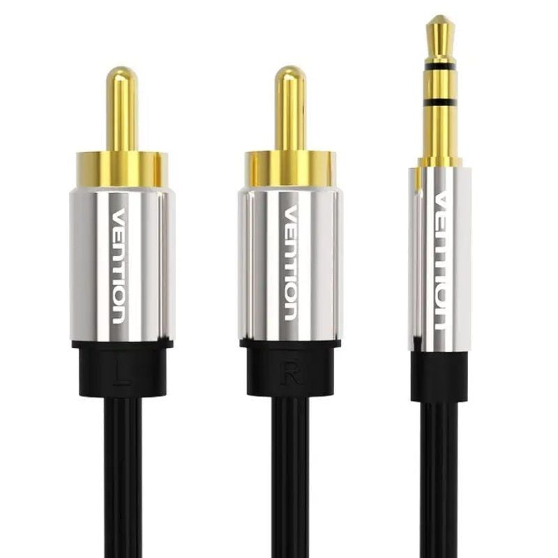 Vention BCFBF Cabo Estéreo / Jack 3.5 Macho - 2x RCA Macho / 1m / Preto