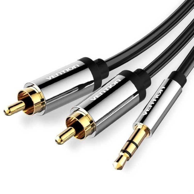 Vention BCFBJ Cabo Estéreo / Jack 3.5 Macho - 2x RCA Macho / 5m / Preto