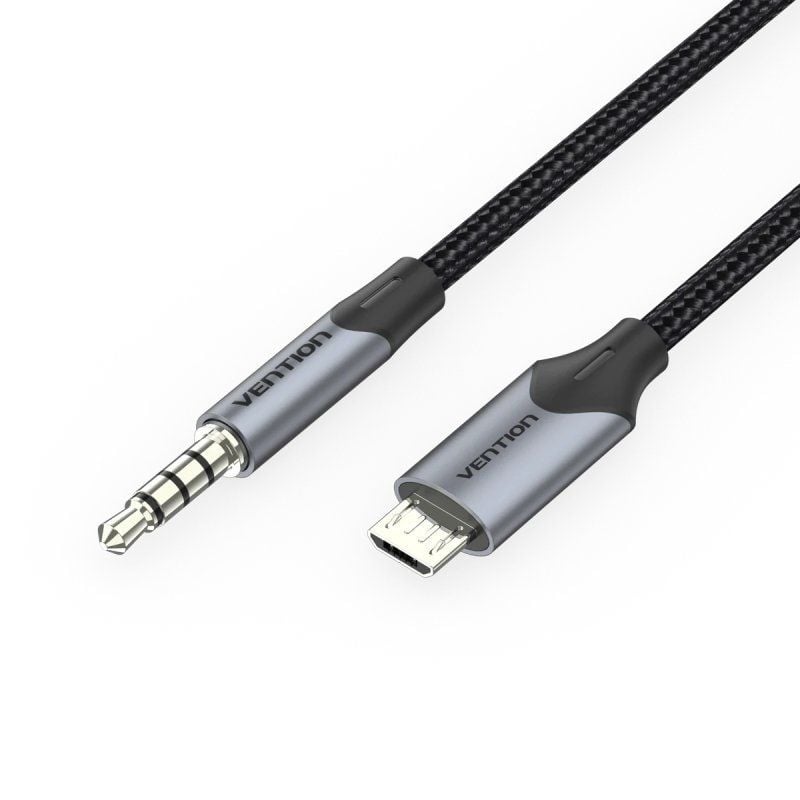 Cabo de Áudio Vention BDGBG / Microusb Macho - Jack 3,5 Macho / 1,5m / Preto