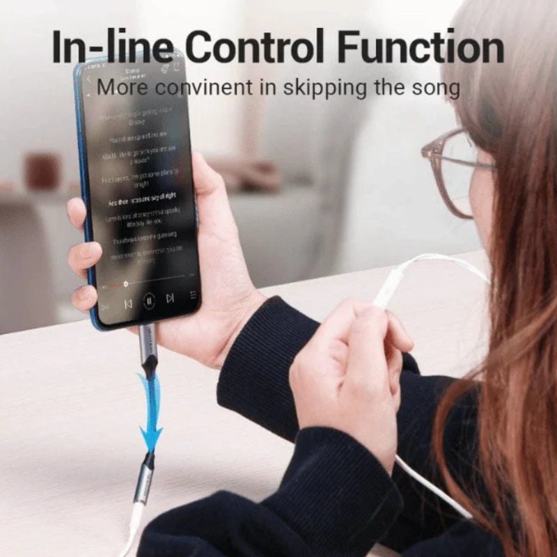 Conversor Vention BGMHF / Jack 3.5 Fêmea - USB Tipo C Macho / 1m / Cinzento