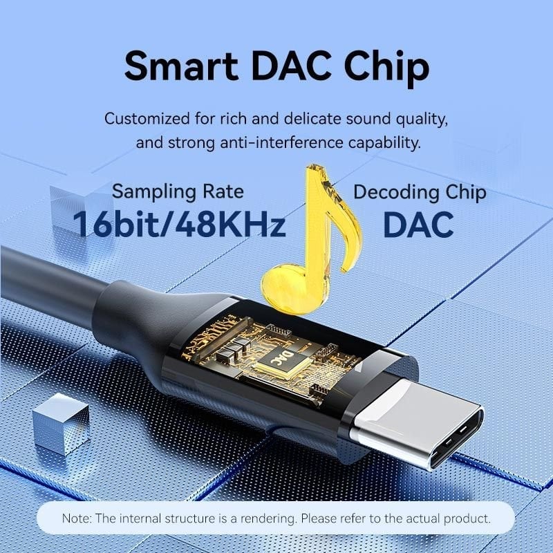 Cabo Conversor de Áudio Vention BIFBF / USB Tipo C Macho - Jack 3,5 Macho / 1m / Cinzento