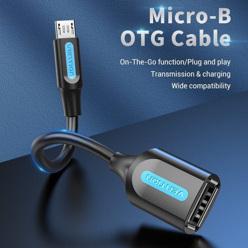 Cabo Vention CCUBB USB 2.0 / Microusb Macho - USB Fêmea / 480mbps / 15cm / Preto