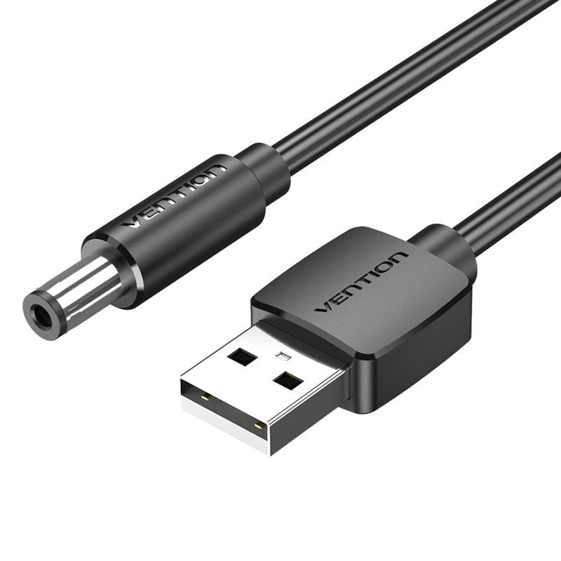 Cabo de Alimentação Vention CEYBF / Usb-a Macho - DC 5,5mm Macho / 1m / Preto