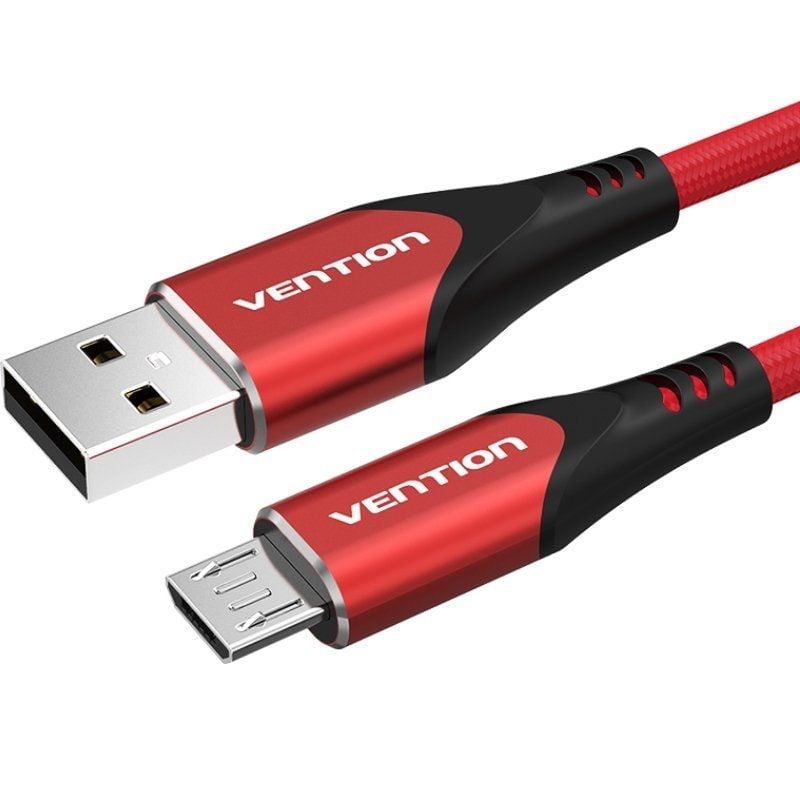 Cabo USB 2.0 Vention COARF / Macho USB - Macho Microusb / Até 60W / 480mbps / 1m / Vermelho