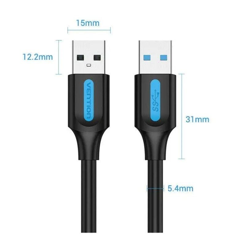 Cabo Vention CONBI USB 3.0 / USB Macho - USB Macho / 5gbps / 3m / Preto